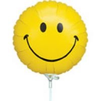 9 inch Foil Stick Balloon > Happy Face
