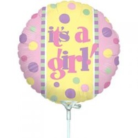 9 inch Foil Stick Balloon > It's a Girl