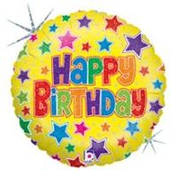 9 inch Foil Stick Balloon > Happy Birthday