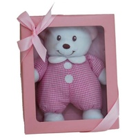 Gift Boxed Bear with rattle, Colour - Pink