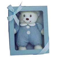 Gift Boxed Bear with rattle, Colour - Blue