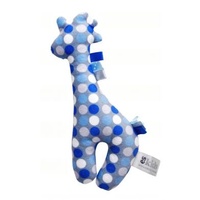 Flat blue spotty giraffe with squeaker 20cm