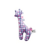 Flat pink spotty giraffe with squeaker 20cm