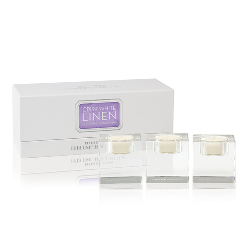 BEVELLED CRYSTAL PERFUME TEALIGHT TRIO